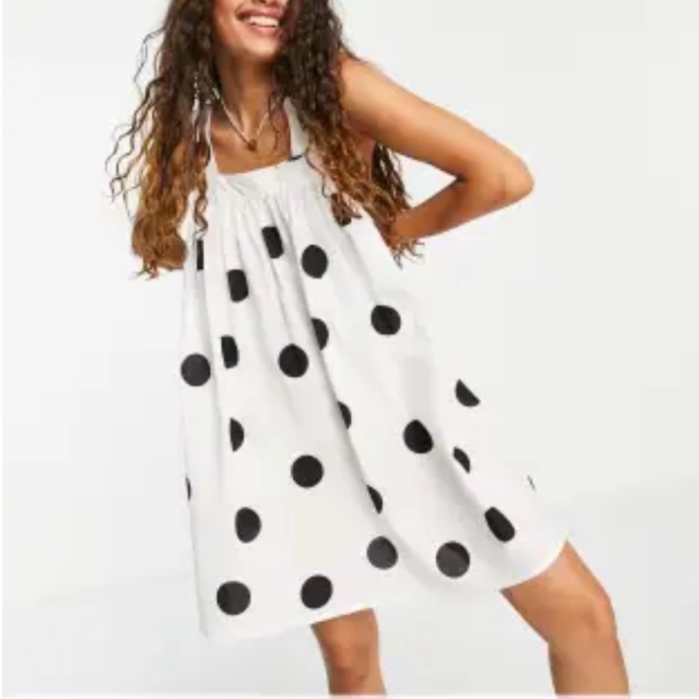 ASOS White Blouse with Black Polka Dots